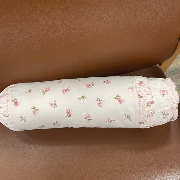 Shabby Chic Pink Floral Bolster Pillow - Picture 1 of 7